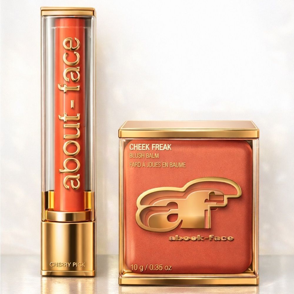About-Face Bundle Cherry Pick Lip Pencil and Cheek Freak Blush Set. Pinky. New!